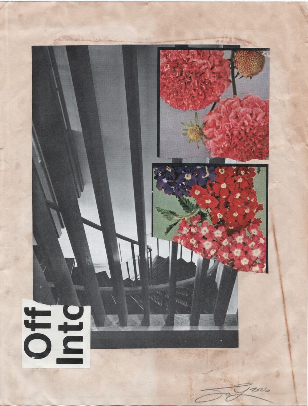 Original Mixed Media Modern Art Collage "Off Into" 8.5x11" Signed